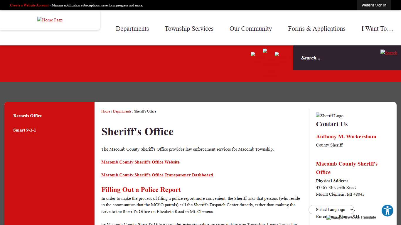 Sheriff's Office Macomb, MI